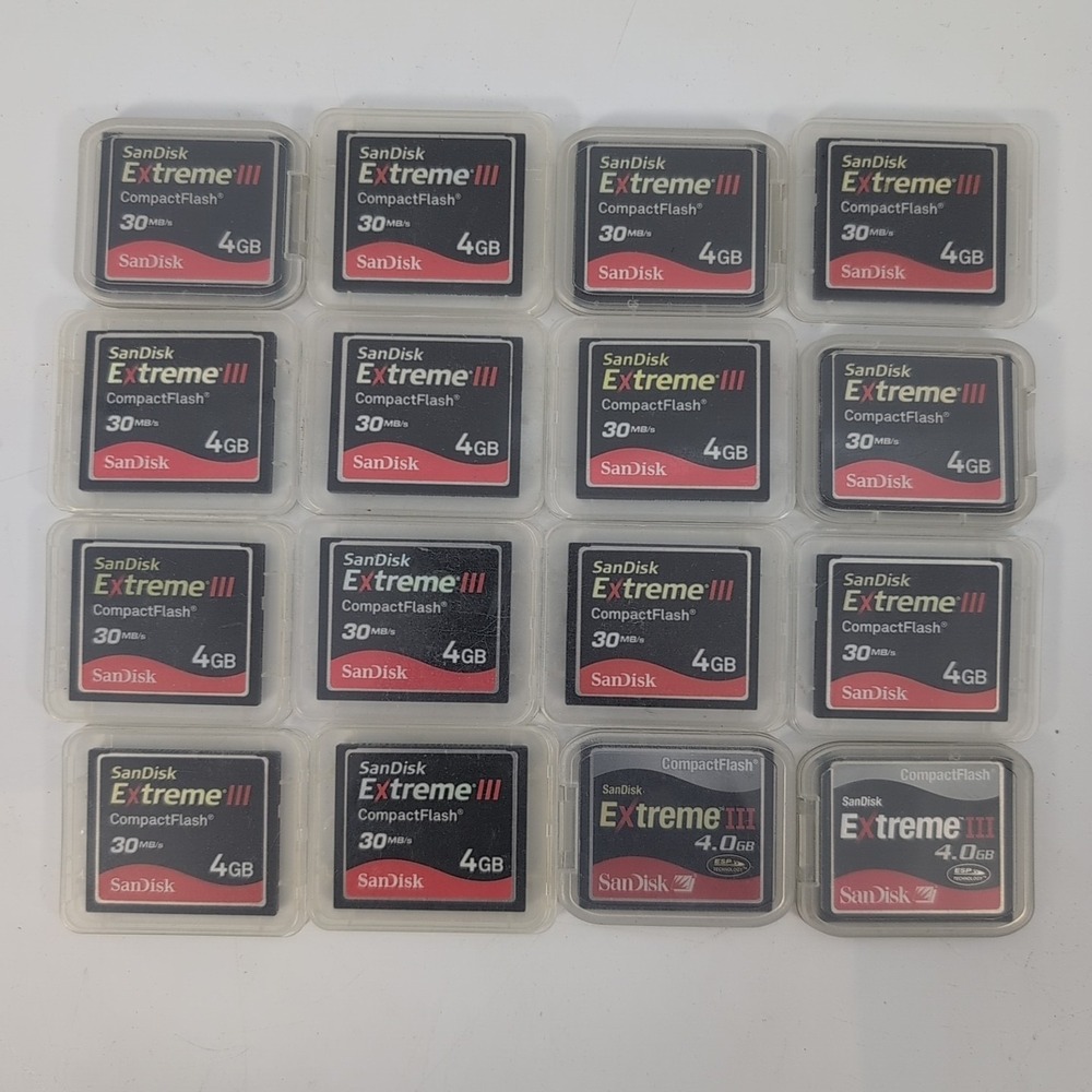 Lot of 16 SanDisk Extreme III 4GB CompactFlash Card - OEM - All Tested